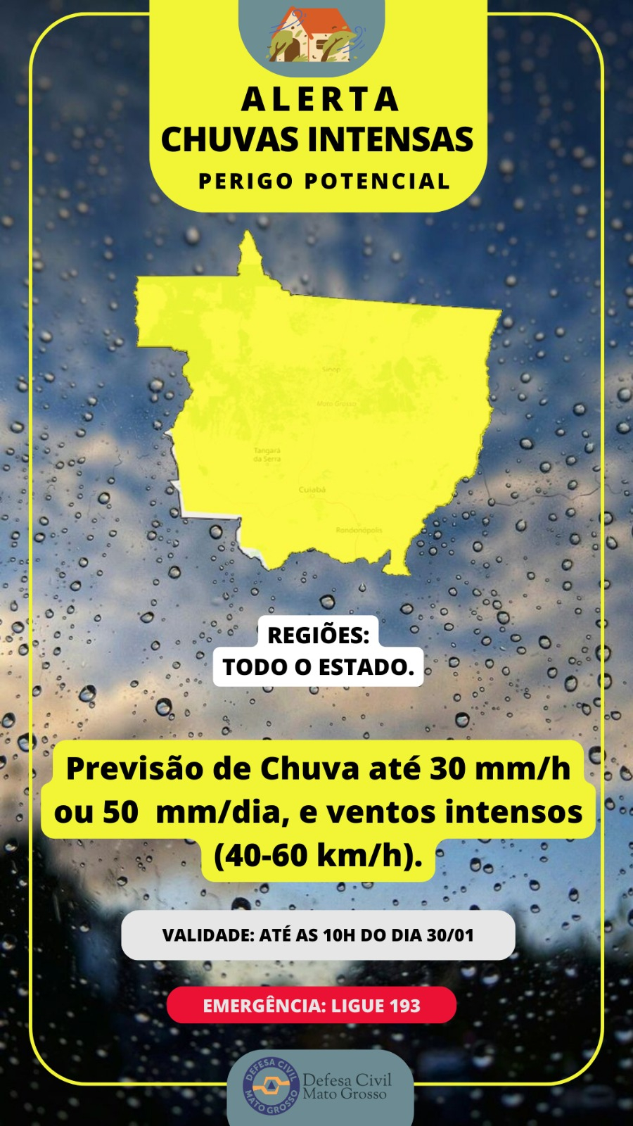 ALERTA DE CHUVAS INTENSAS EM MATO GROSSO